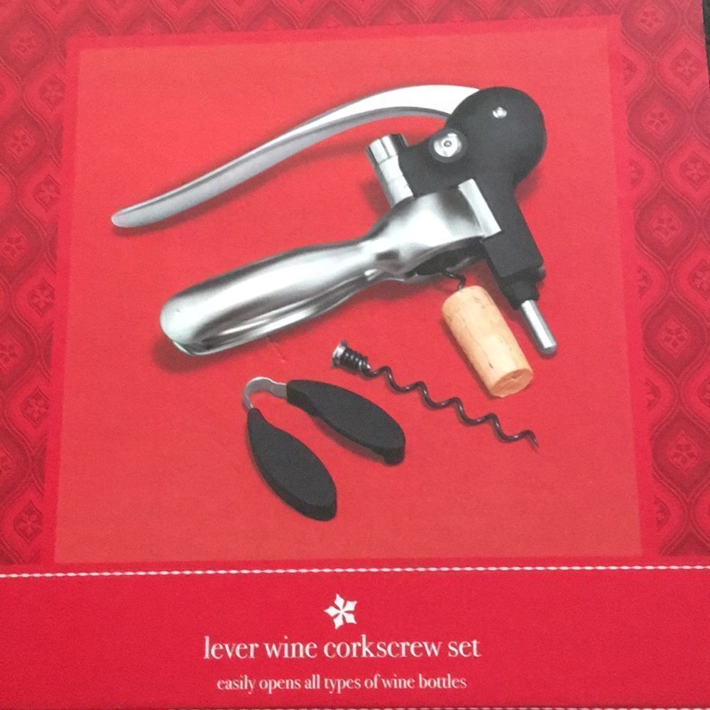 Lever Wine 3 Pc Corkscrew Set New in Box